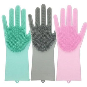 Gants de lavage de vaisselle en silicone en caoutchouc magique