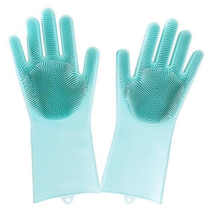 Gants de lavage de vaisselle en silicone en caoutchouc magique