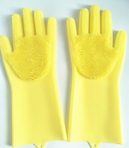 Gants de lavage de vaisselle en silicone en caoutchouc magique